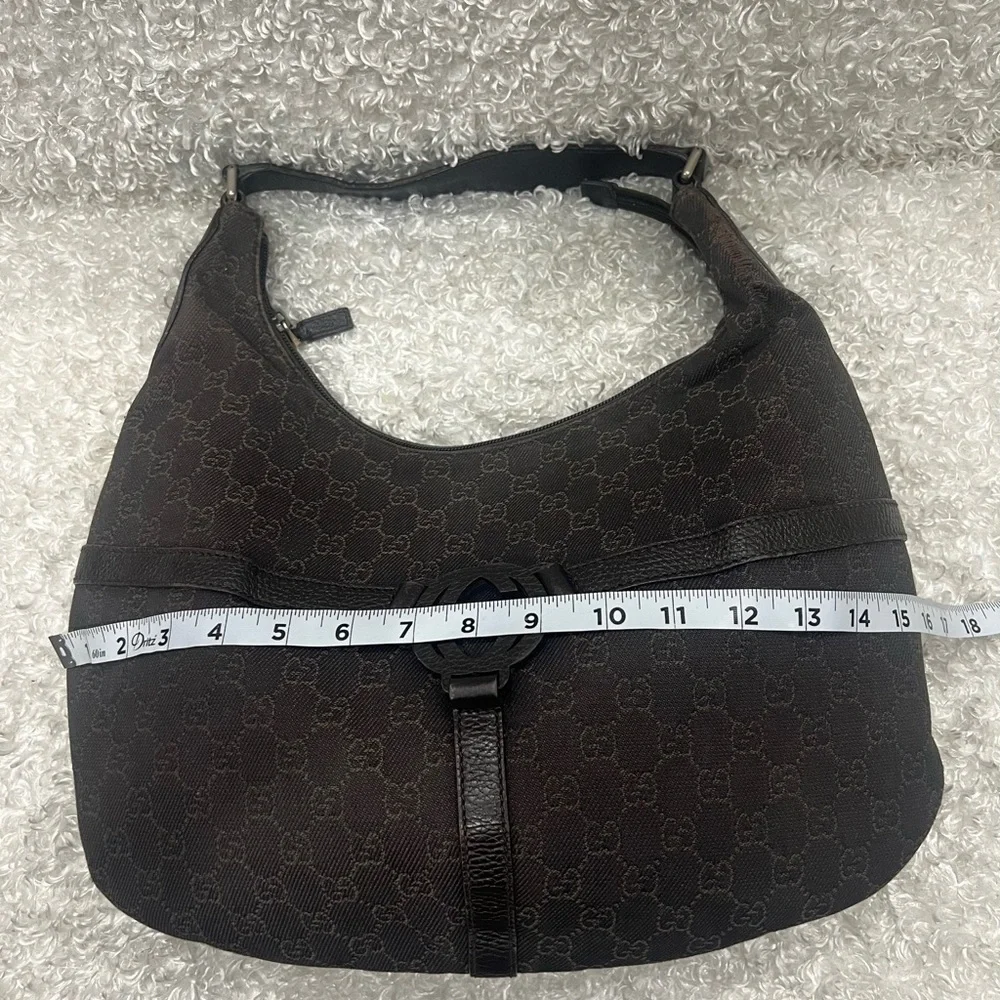GUCCI Brown GG Canvas Hobo Handbag
